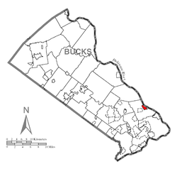 Map of Yardley, Bucks County, Pennsylvania Highlighted